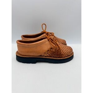Brand X Woven Leather Huarache Shoes Women's 5 Tan Excellent Lug Sole Boho
